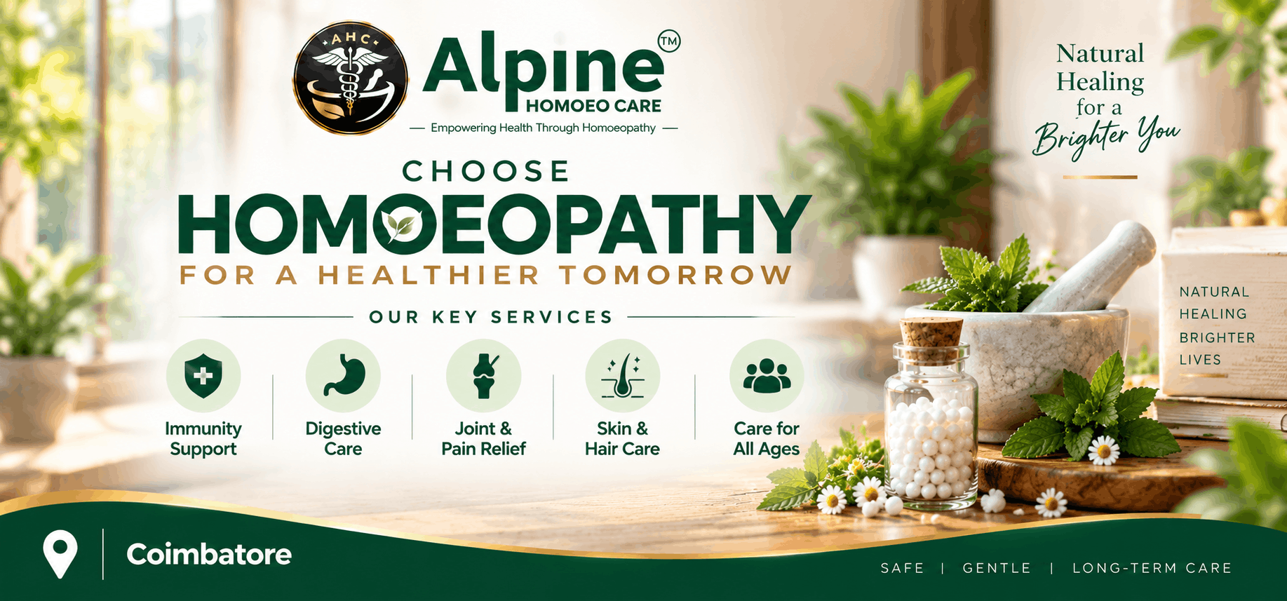 Alpine Homoeo Care homeopathy clinic in Coimbatore.