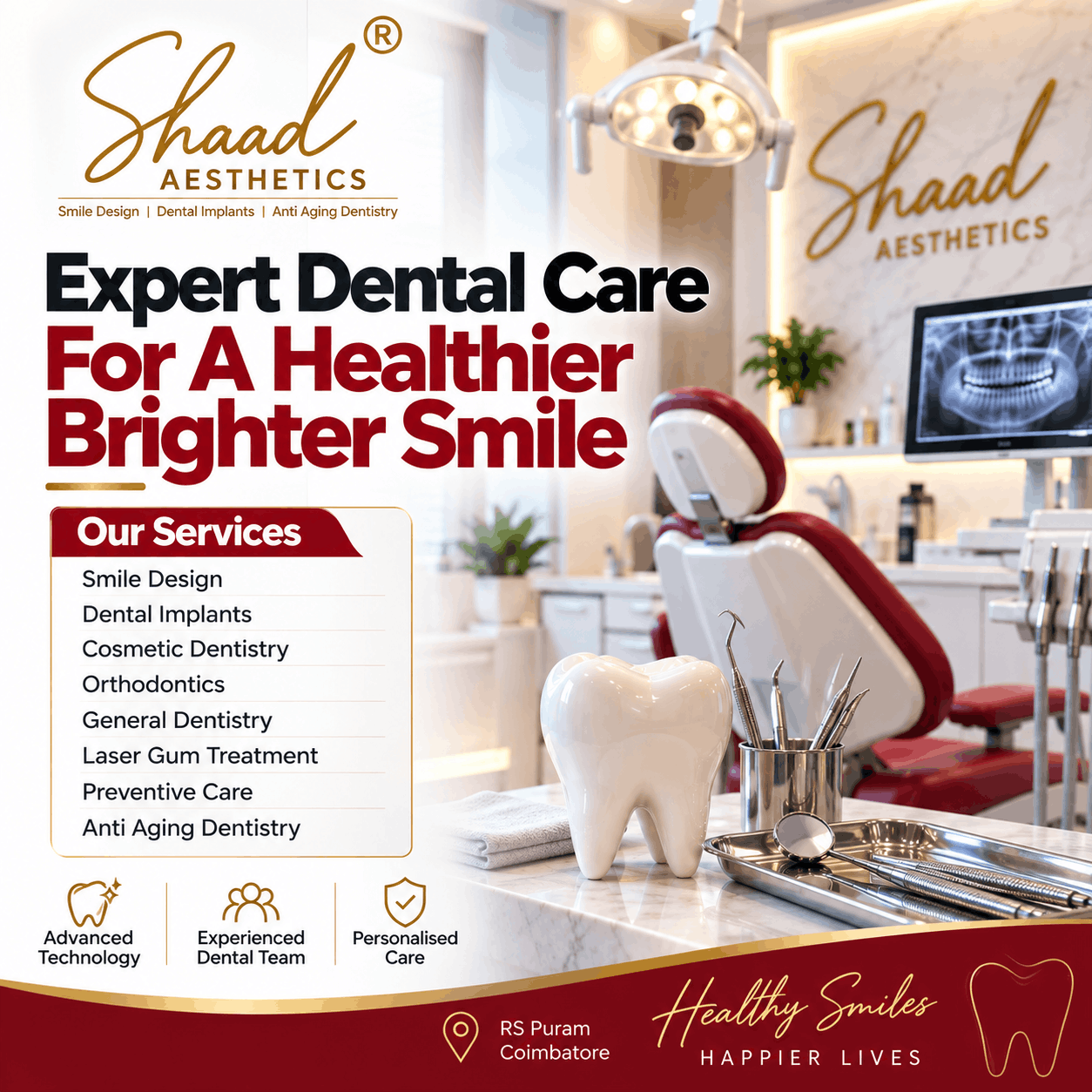 Shaad Aesthetics dental clinic in Coimbatore.