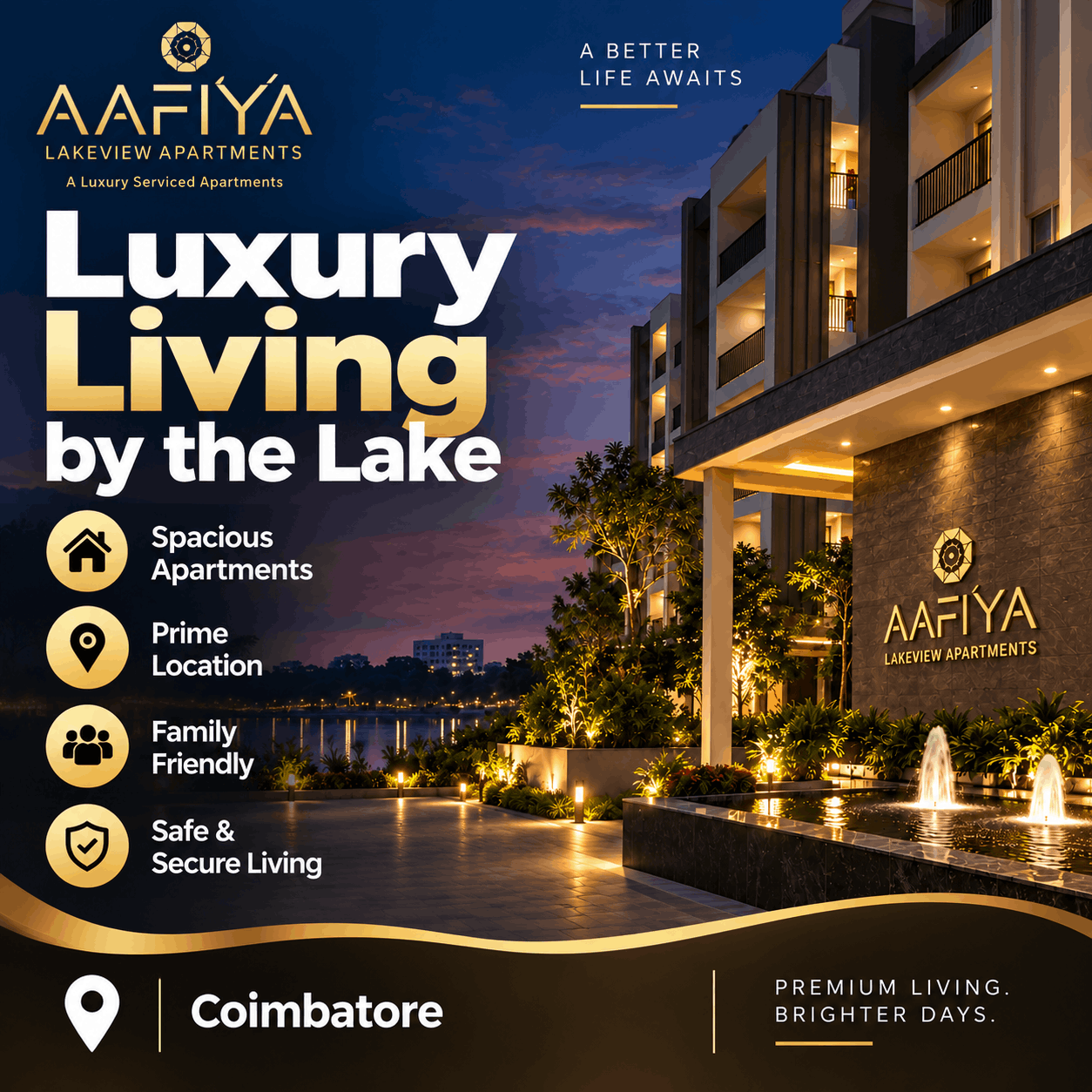 Aafiya Lakeview Apartments in Coimbatore.