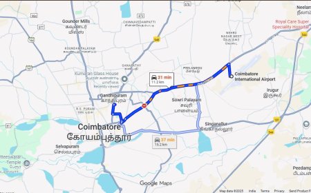 Coimbatore Airport to Isha Foundation Distance
